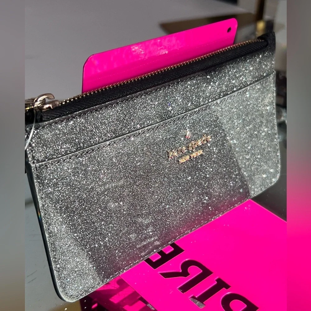 Kate Spade NWOT Black Sparkle  glitter Clutch